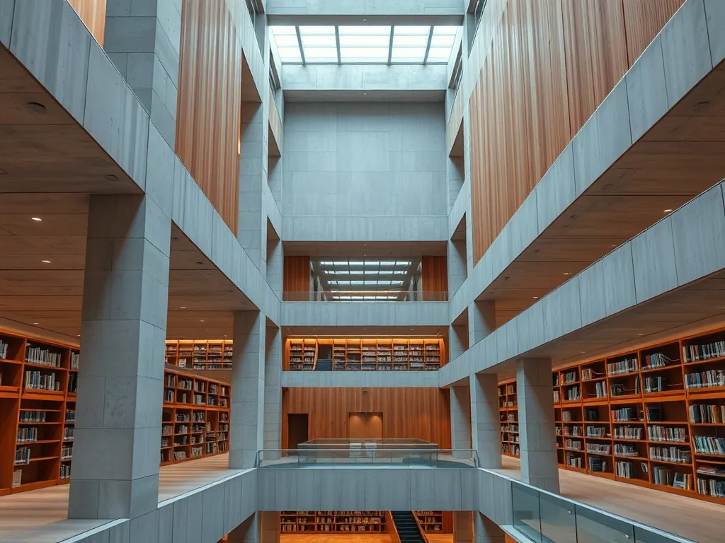 A modern architectural detail of a library or institutional