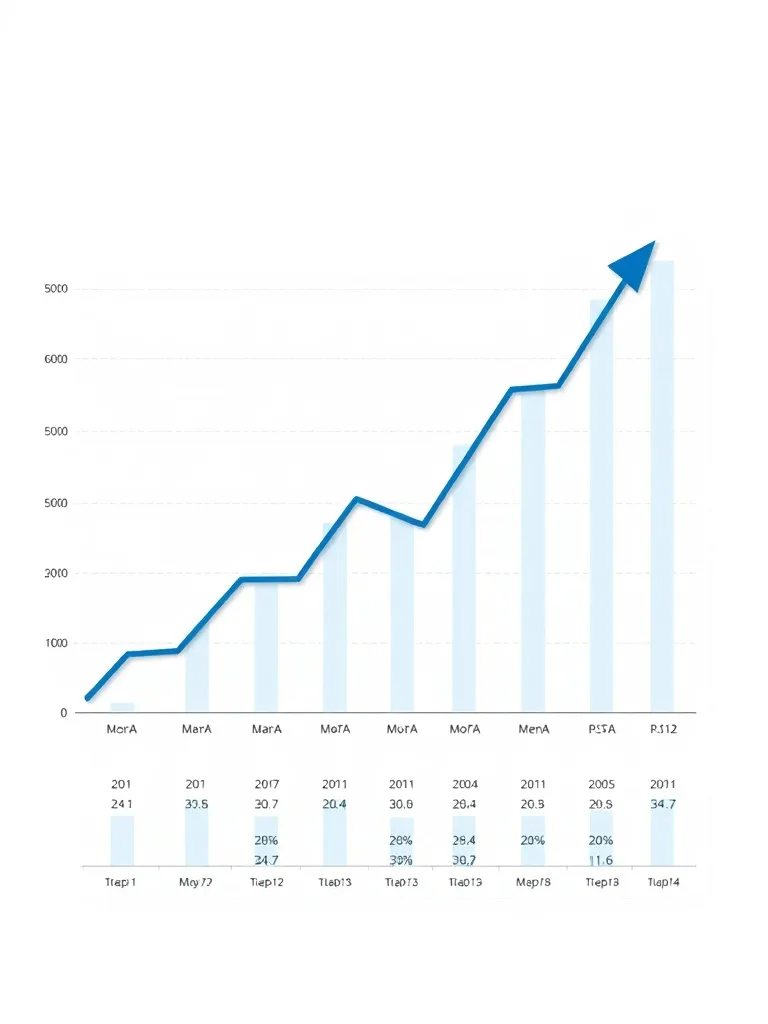 A detailed financial chart showing upward growth trends with
