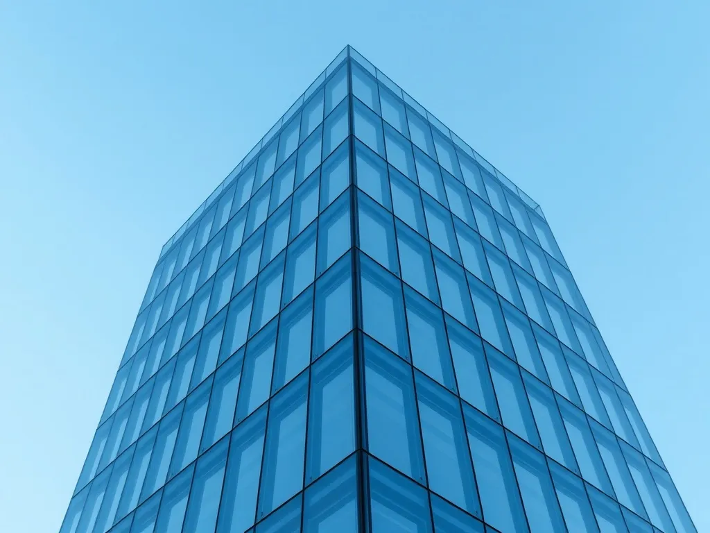 A minimalist photographic composition of a modern glass offi